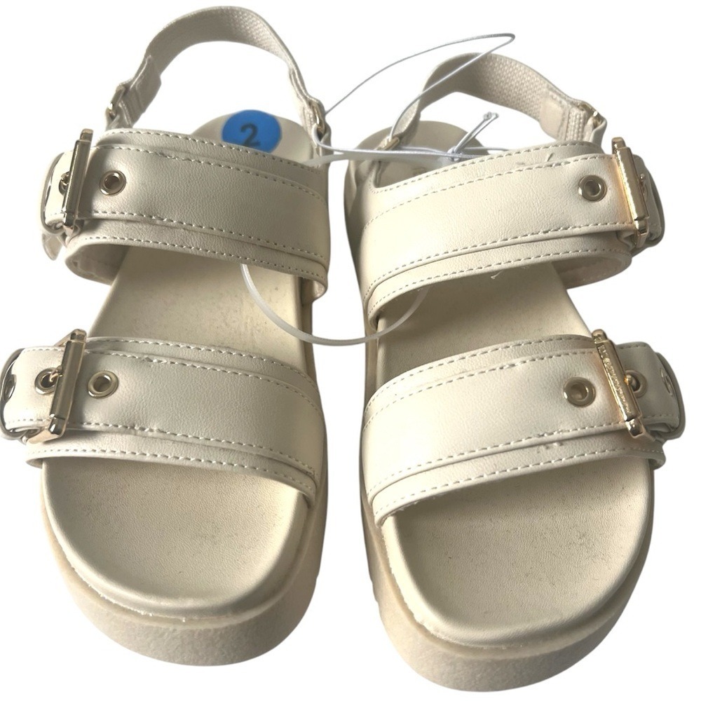 Steve Madden Girl's Comfy Casual Cream Sandals with Chunky Platform Size 2 NWOT